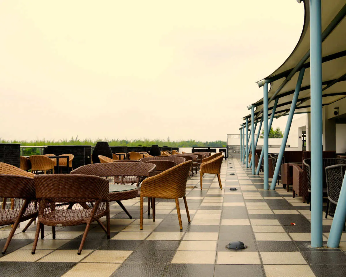 Mist Rooftop Bar terrace at Sportico Resorts near Bangalore